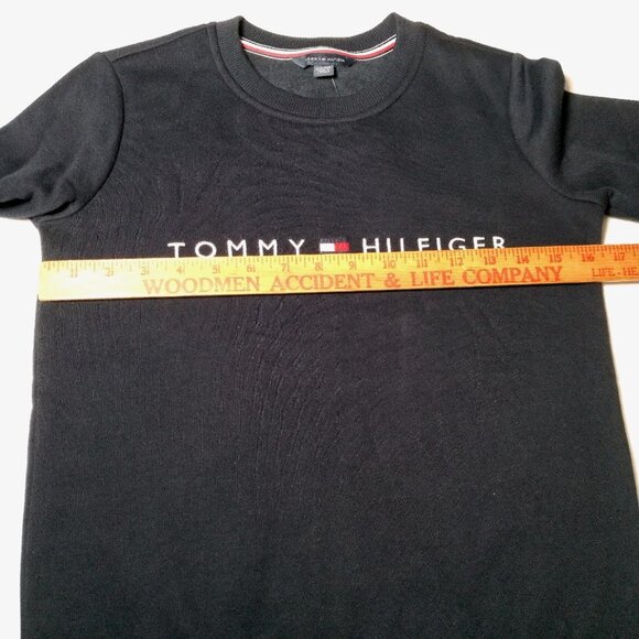 Tommy Hilfiger Sweatshirt Women XXS Navy Blue Embroidered Crew Neck Preppy New - Picture 4 of 10